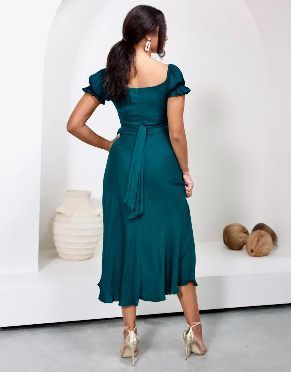 Masie Midi Dress - Forest Green