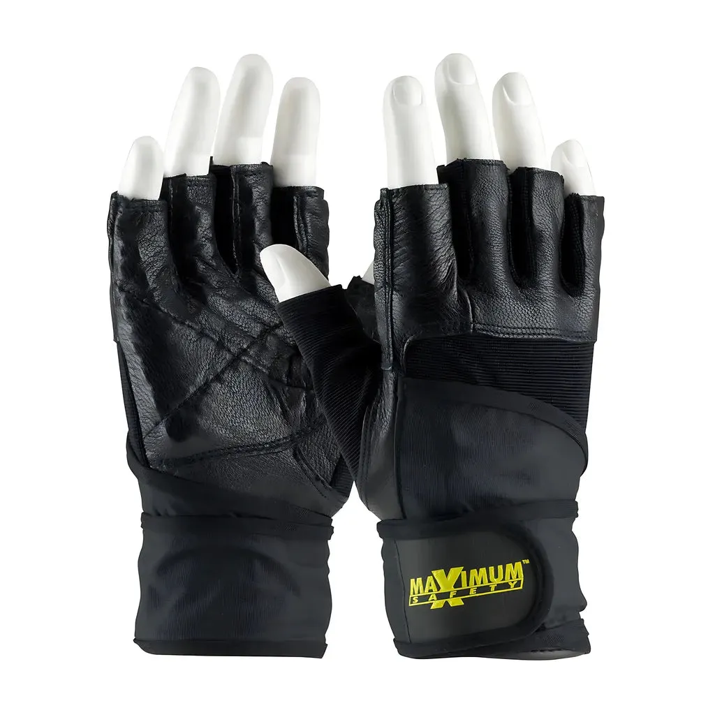 Maximum Safety 122-AV20/XXL Leather Palm and Knuckles with Anti-Vibration & Shock Absorbing Pad - Wrist Strap