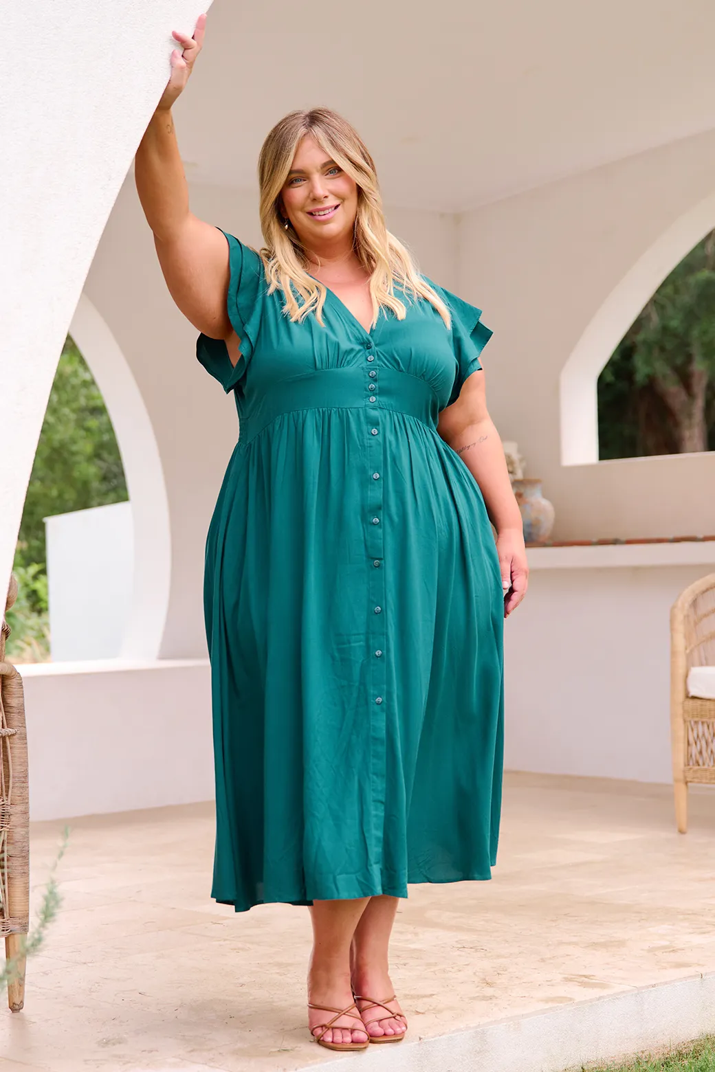 Melanie Midi Dress Dark Emerald