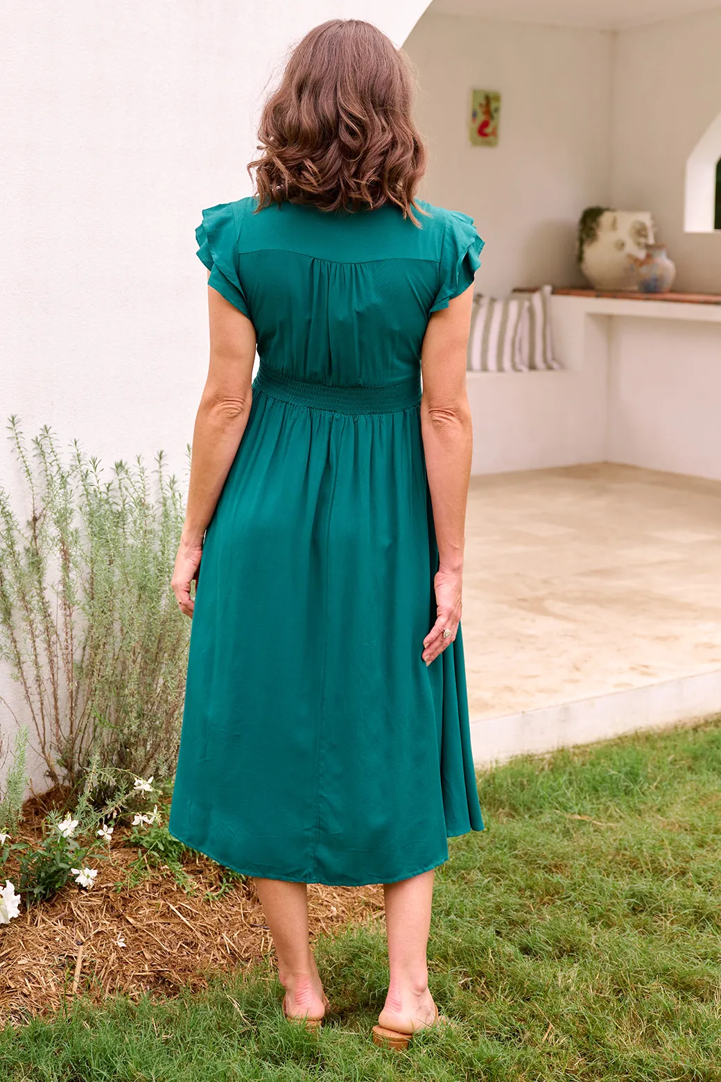 Melanie Midi Dress Dark Emerald