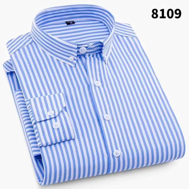 Men Fashion Casual Long Sleeved Printed Slim Fit Business Dress Shirt