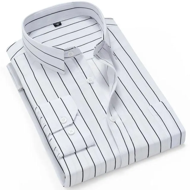 Men Fashion Casual Long Sleeved Printed Slim Fit Business Dress Shirt