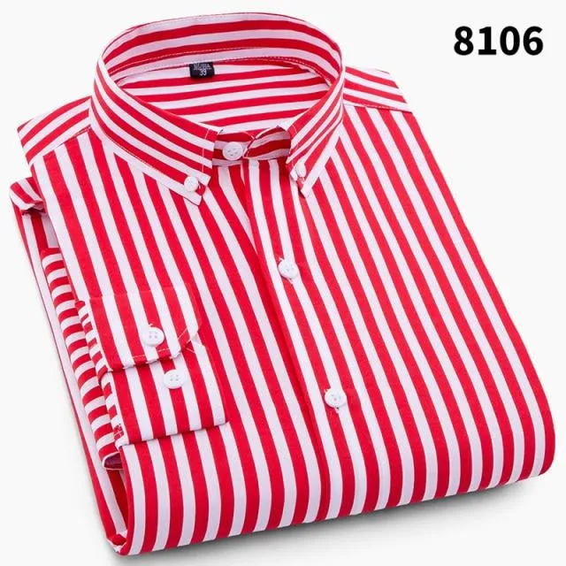 Men Fashion Casual Long Sleeved Printed Slim Fit Business Dress Shirt