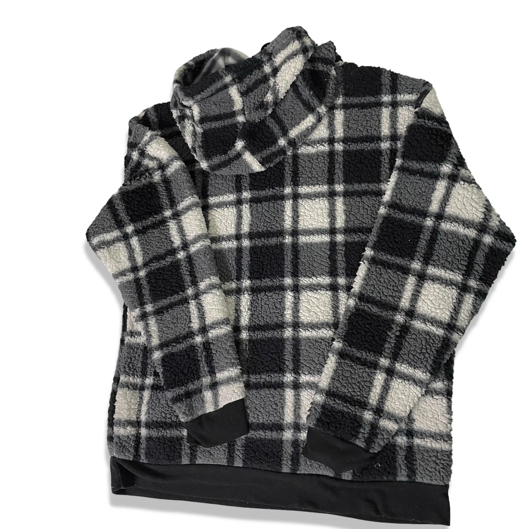 Men's Penguin Original large black & white plaid hooded sweatshirt | SKU 3687