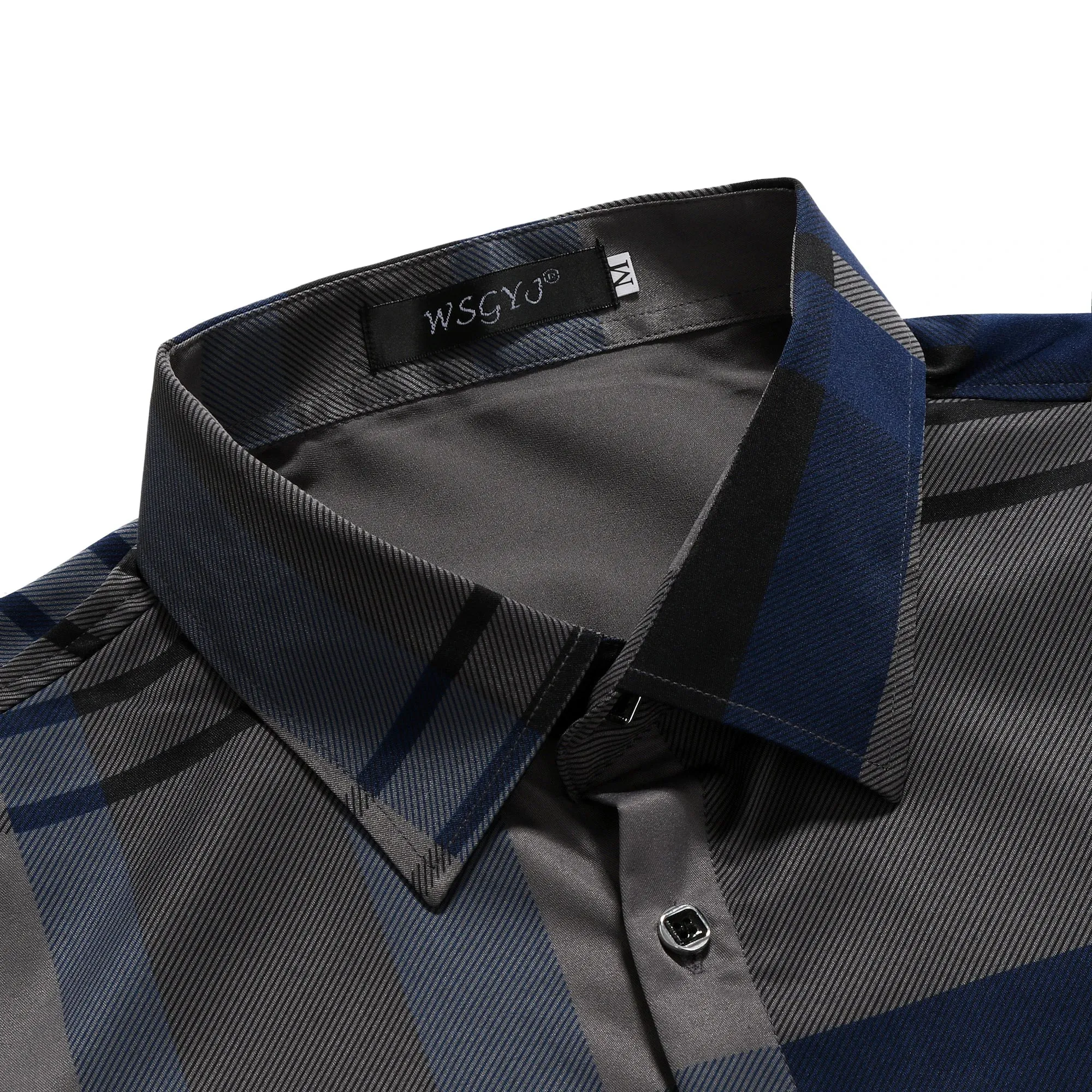 Men's Slim Fit Button-Down Plaid Cotton Dress Shirt