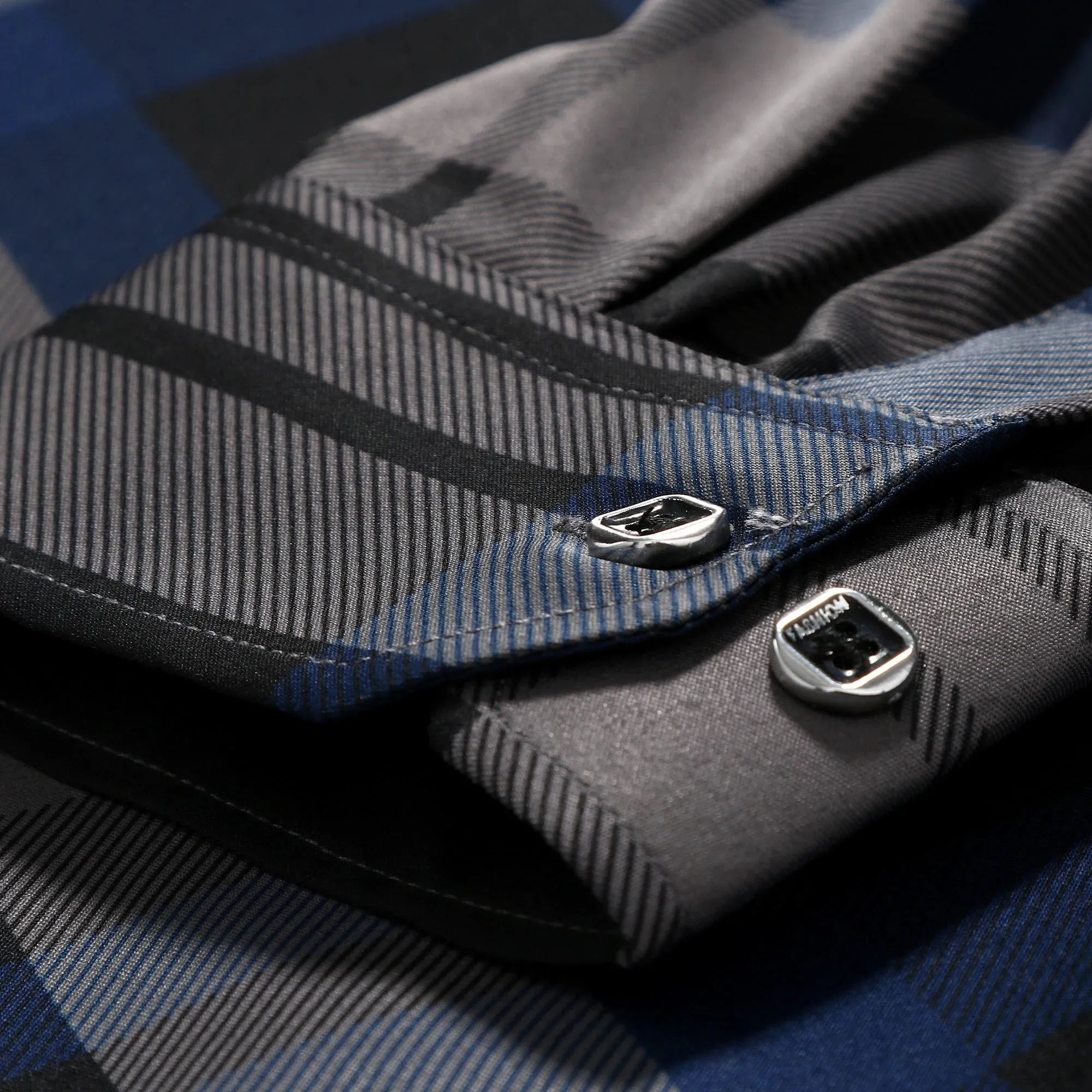 Men's Slim Fit Button-Down Plaid Cotton Dress Shirt