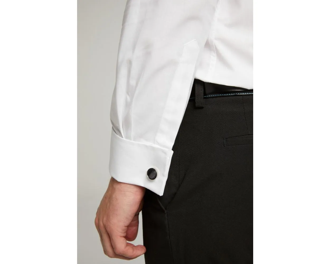 Men's White Wing Collar Stitch Pleat Formal Dress Shirt