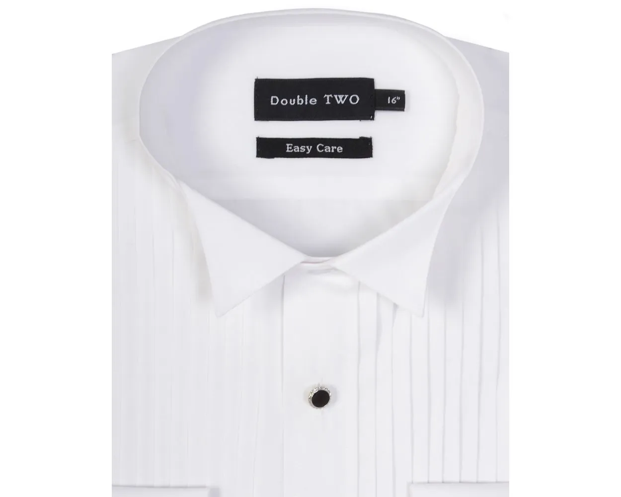 Men's White Wing Collar Stitch Pleat Formal Dress Shirt