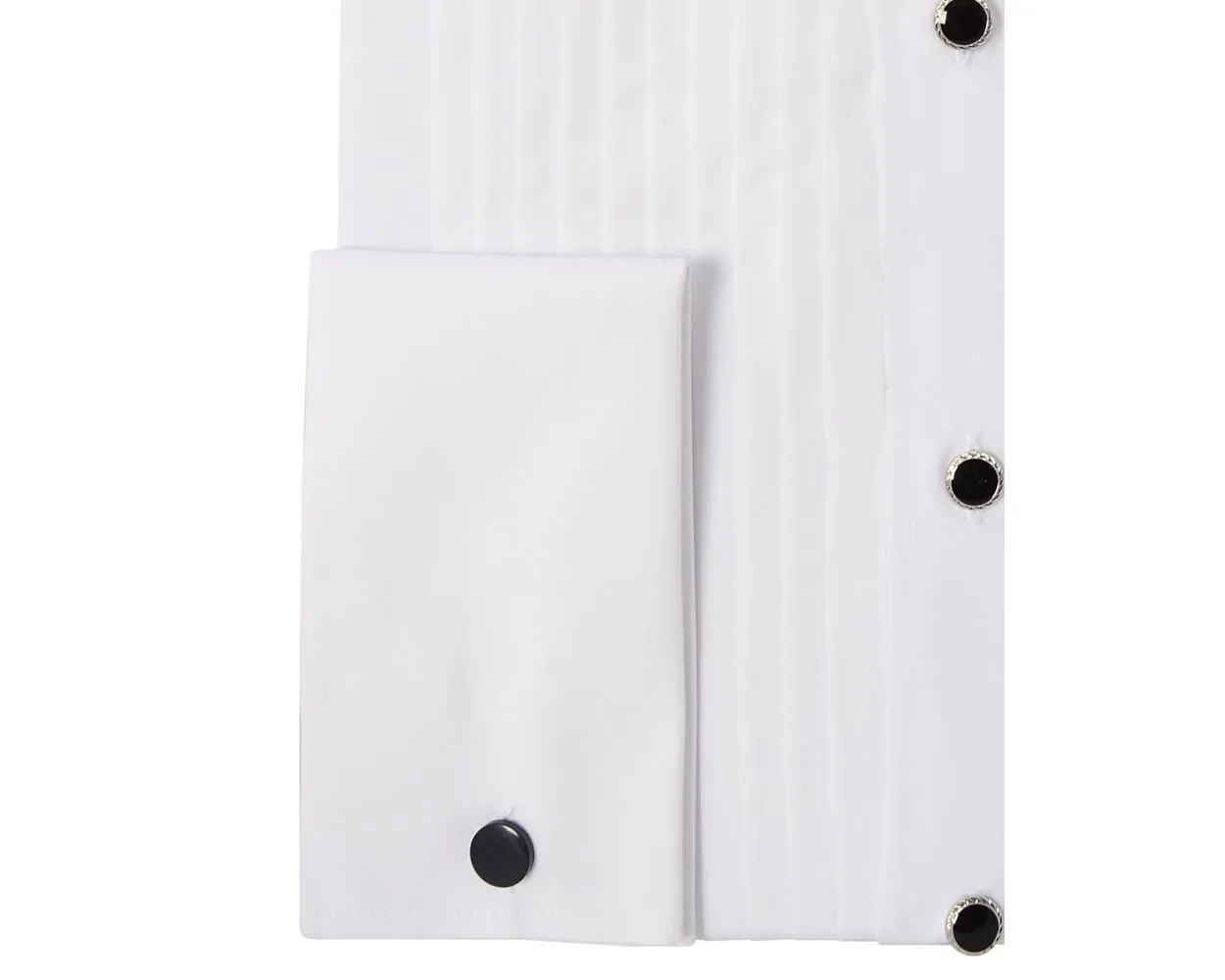 Men's White Wing Collar Stitch Pleat Formal Dress Shirt