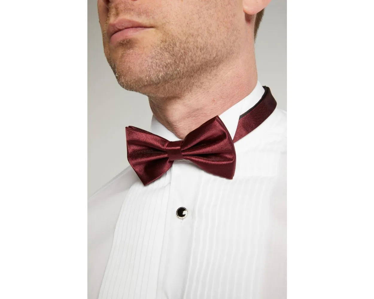 Men's White Wing Collar Stitch Pleat Formal Dress Shirt
