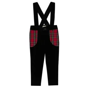 Mini Nod Velvet Plaid Overall Black/Red