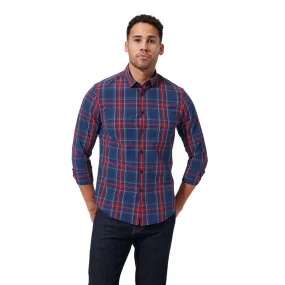 Mizzen   Main Leeward Trim Fit Dress Blues Tartan Long Sleeve Mens Dress Shirt