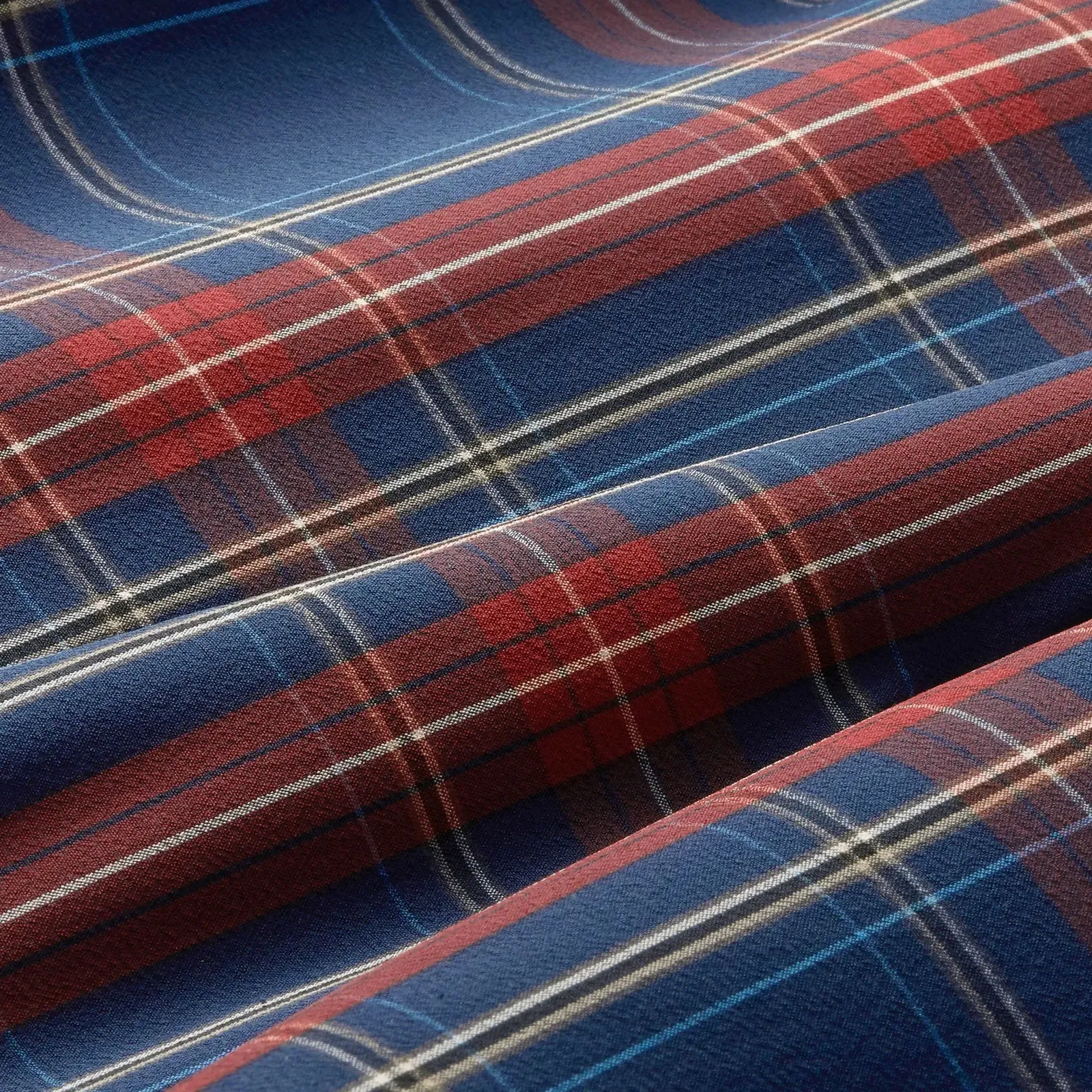 Mizzen   Main Leeward Trim Fit Dress Blues Tartan Long Sleeve Mens Dress Shirt
