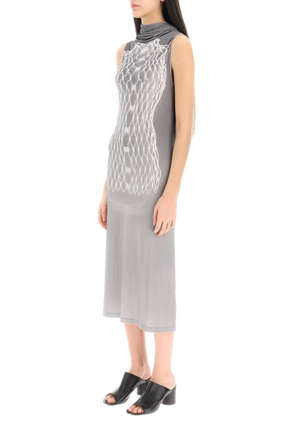 Mm6 maison margiela dummy print jersey midi dress