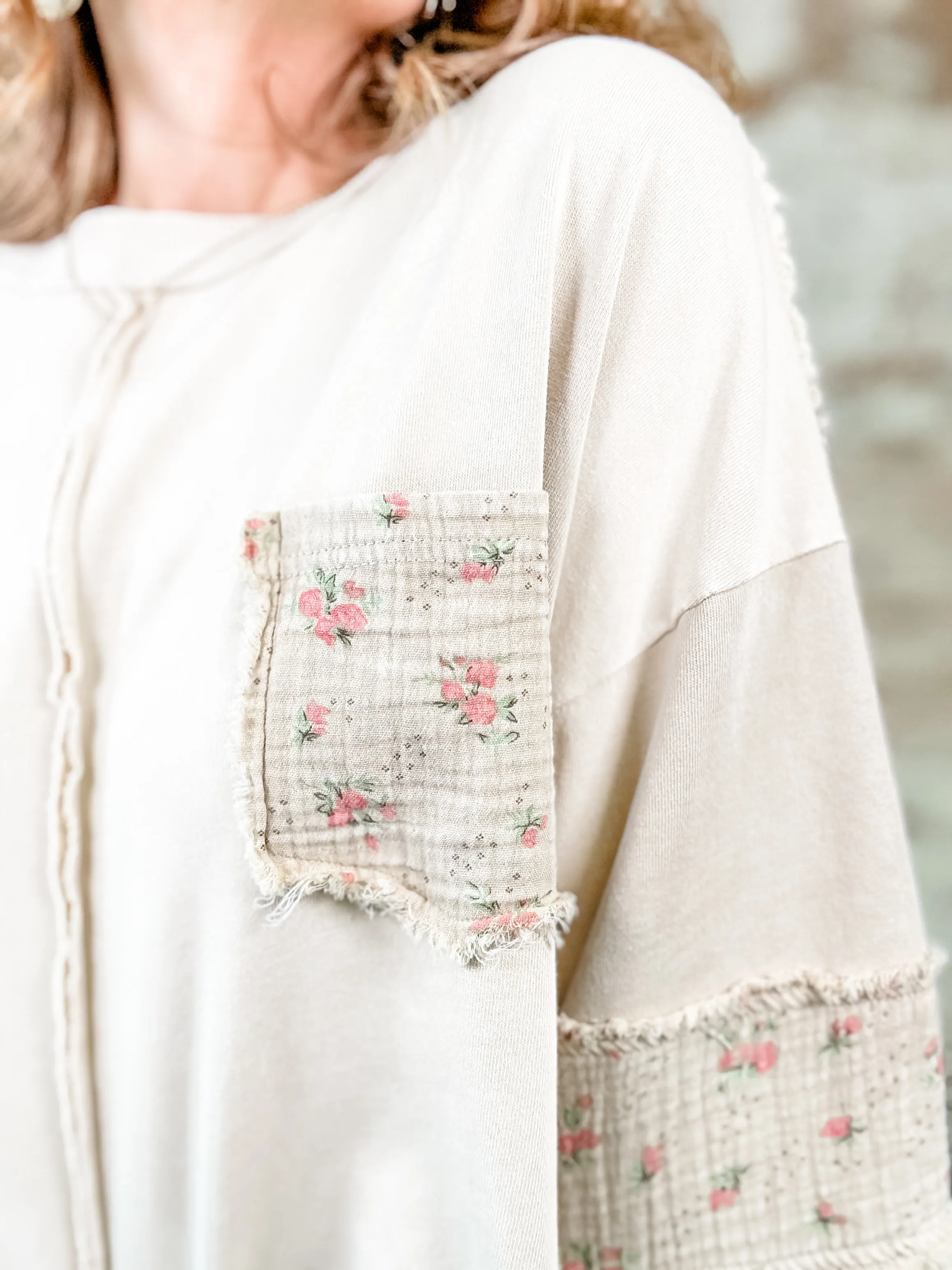 Mona Terry Knit Floral Print Top