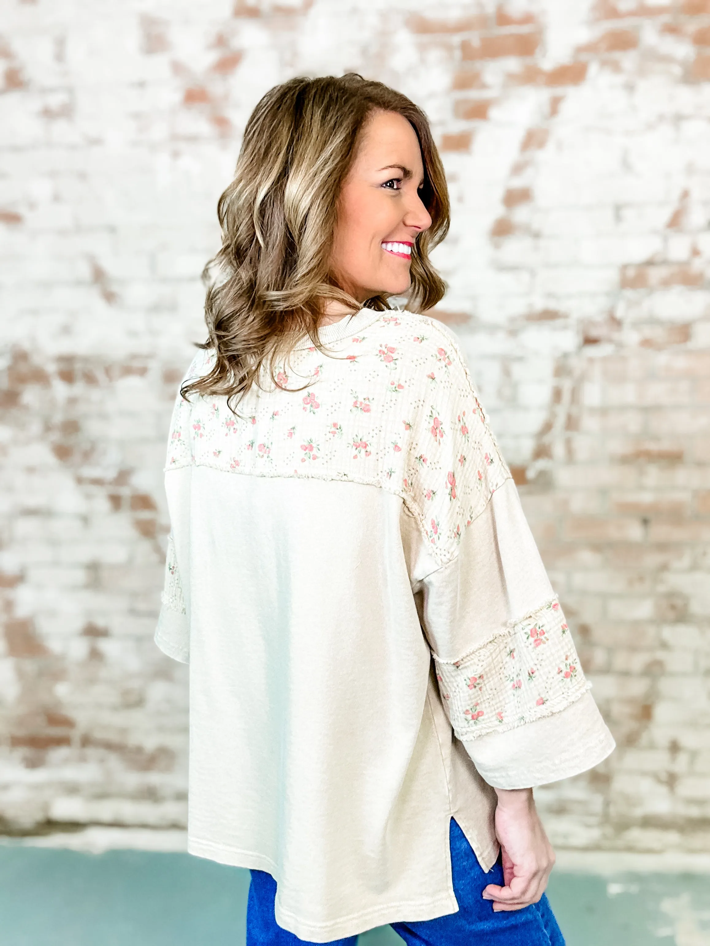 Mona Terry Knit Floral Print Top