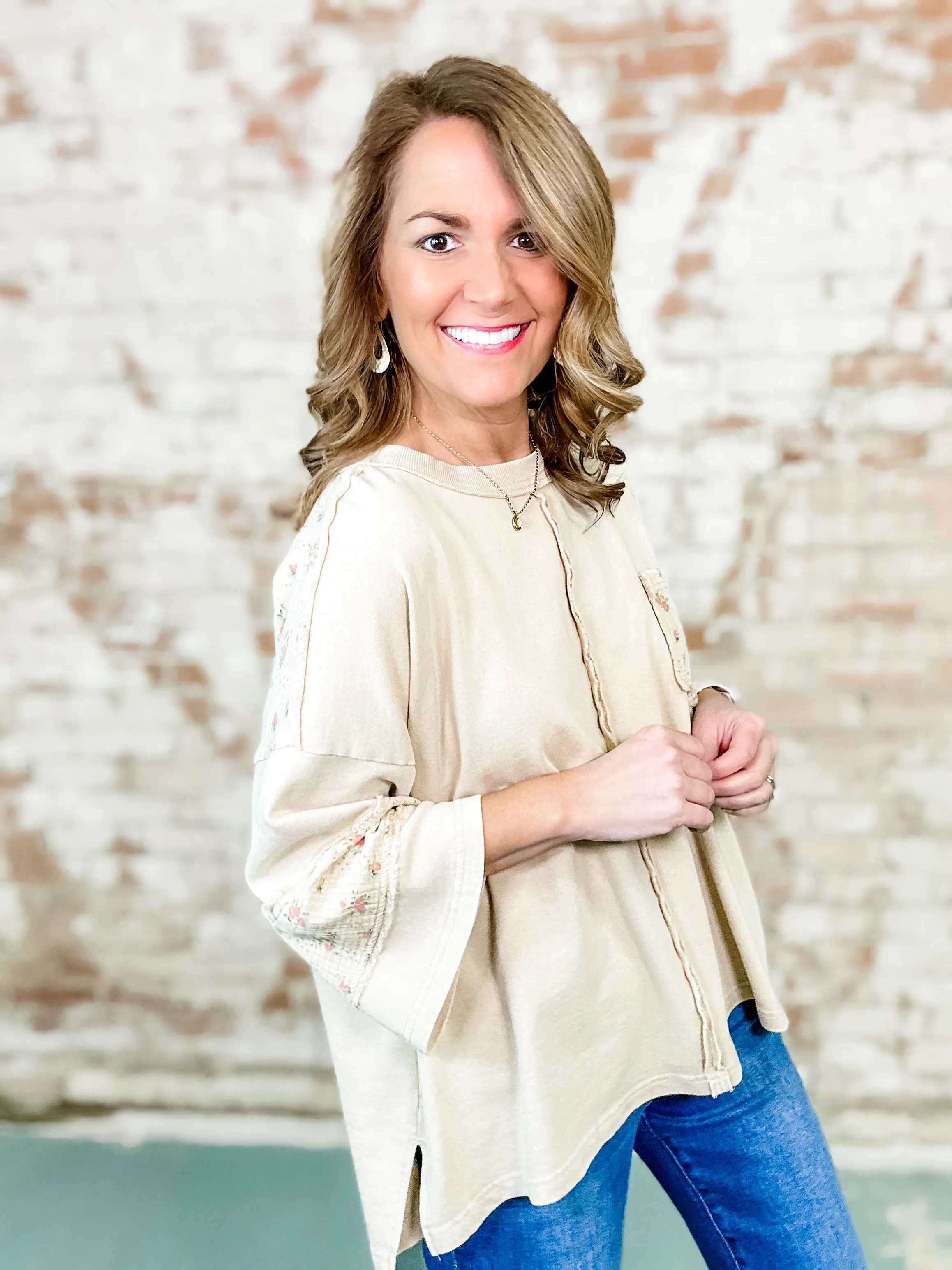Mona Terry Knit Floral Print Top