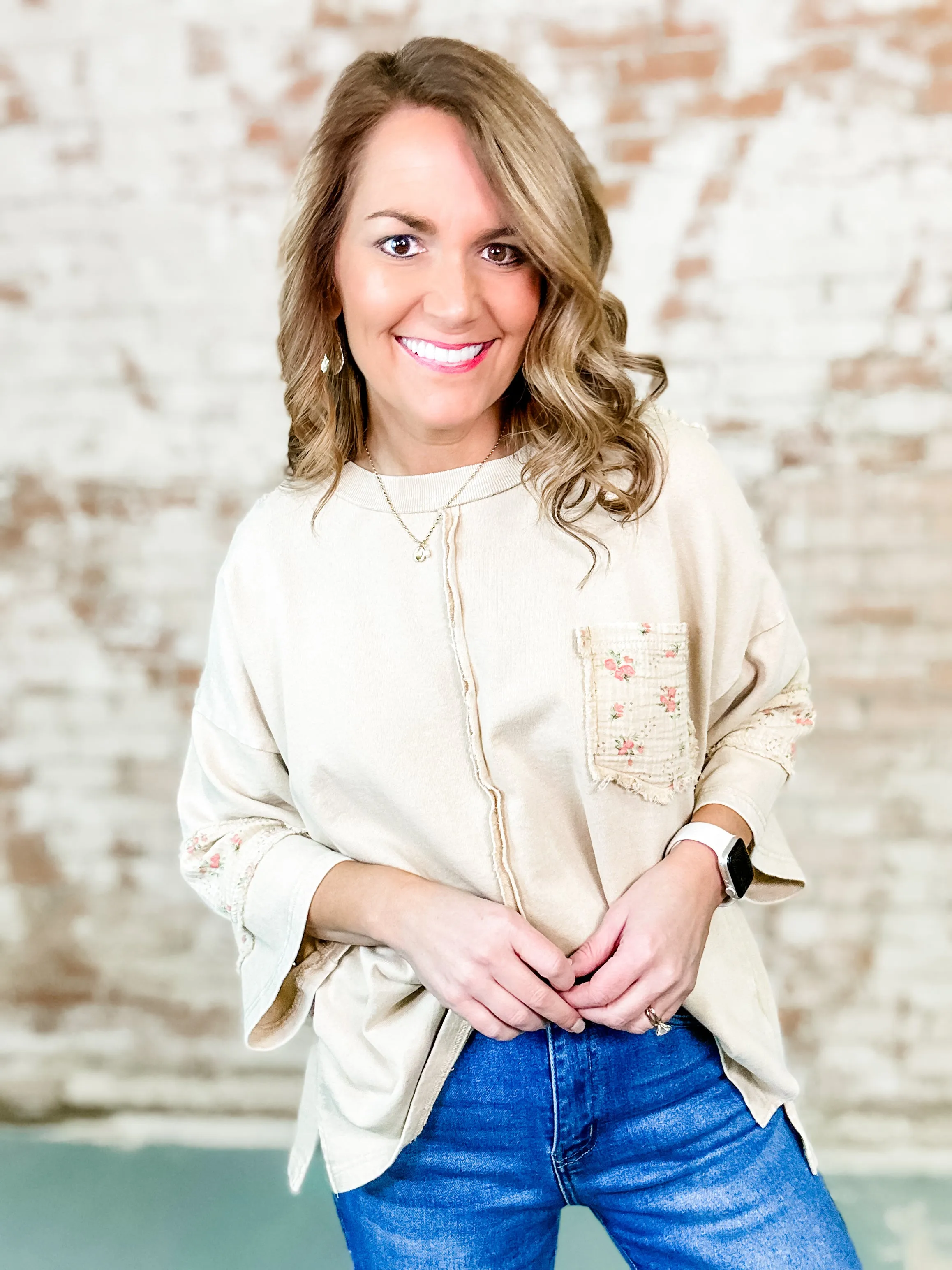 Mona Terry Knit Floral Print Top
