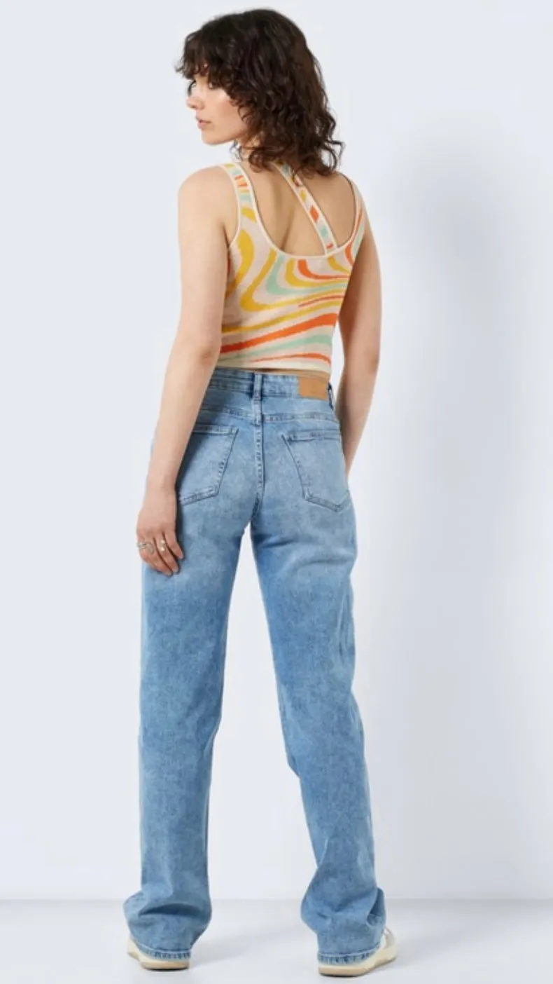 NM ALANA CUT OUT KNIT TOP - ORANGE MULTI