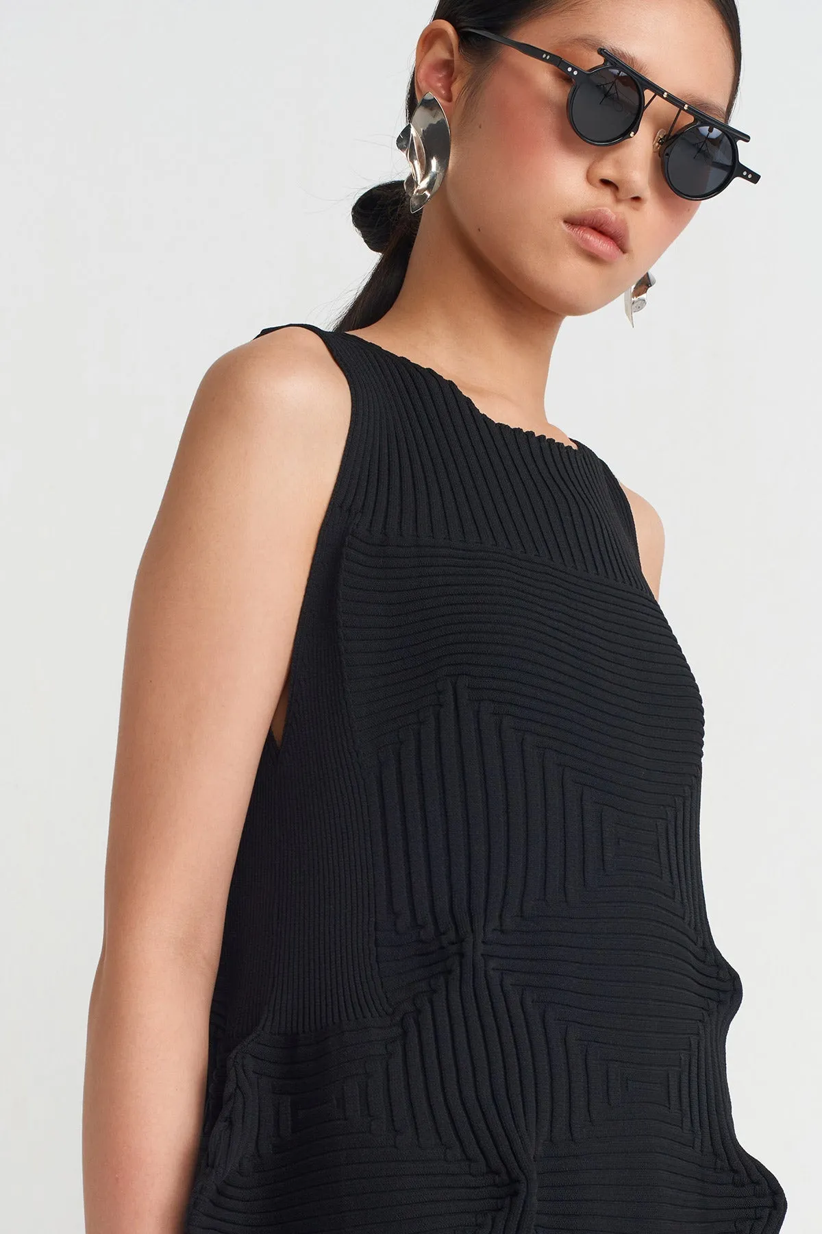 Nu Origami Knit Maxi Dress Black