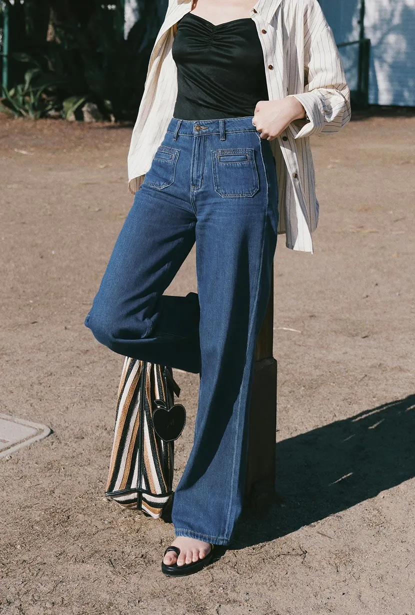 Odilia Mid Rise Straight Leg Jeans