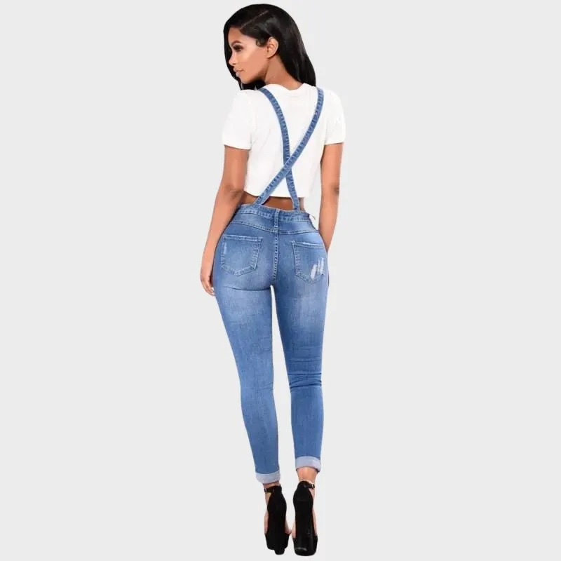 PERLA - Chic rippad denimoverall Jumpsuit