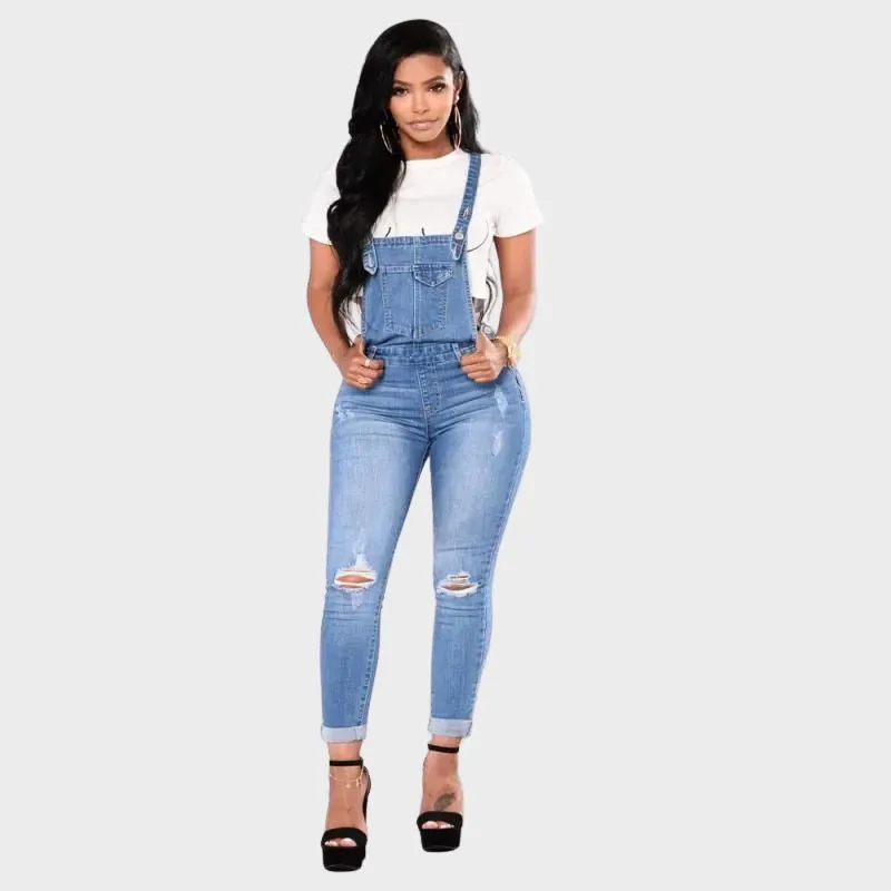 PERLA - Chic rippad denimoverall Jumpsuit