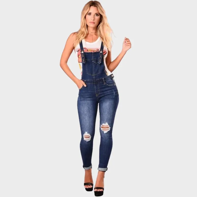 PERLA - Chic rippad denimoverall Jumpsuit