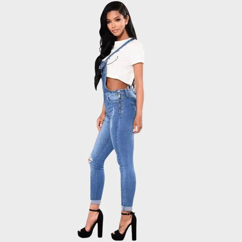 PERLA - Chic rippad denimoverall Jumpsuit
