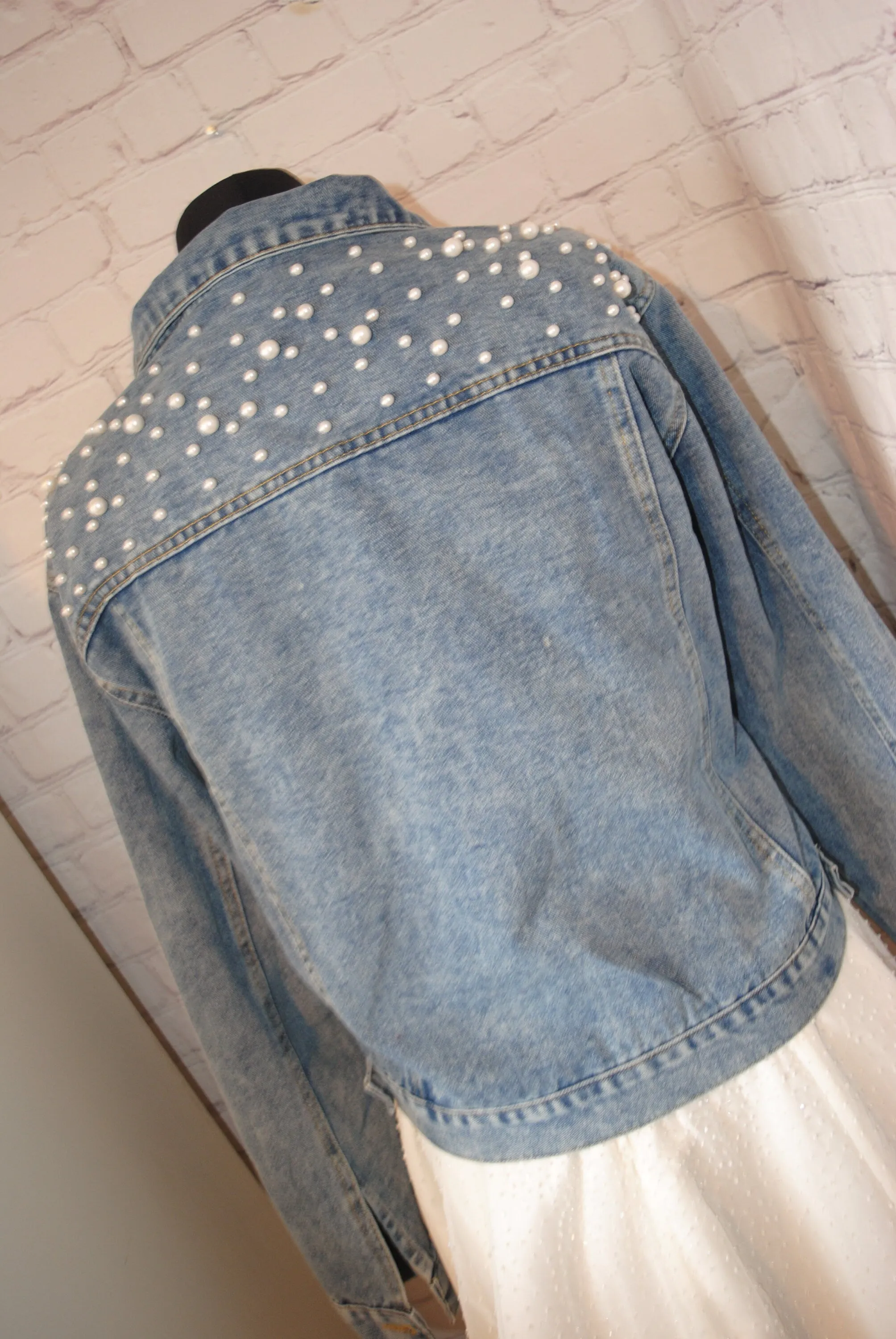 Personalised Denim Jacket, Bride Pearl Jacket, Bride to Be, Just Married, Honeymoon, Hen Party, Wifey Bridal Gift