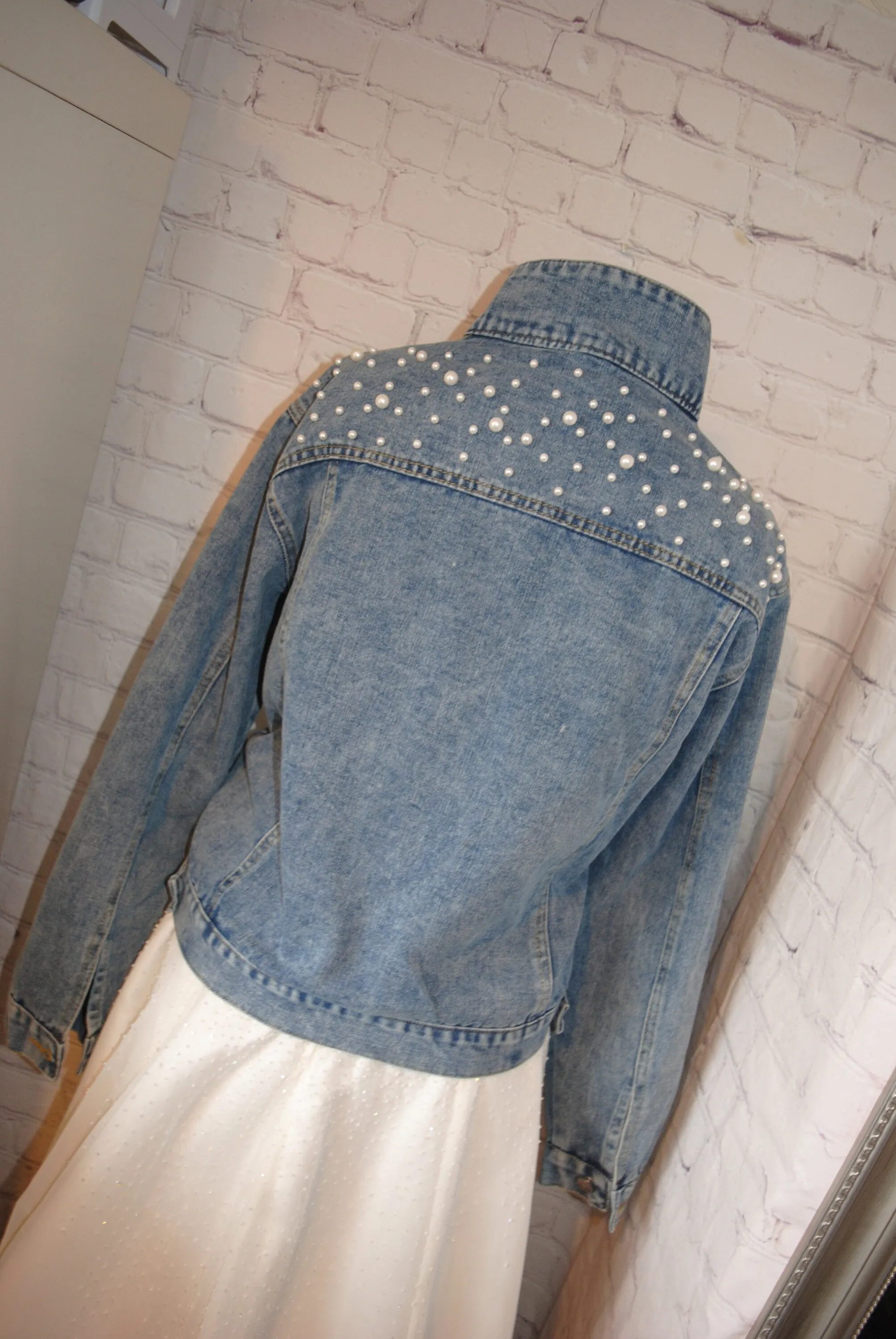 Personalised Denim Jacket, Bride Pearl Jacket, Bride to Be, Just Married, Honeymoon, Hen Party, Wifey Bridal Gift