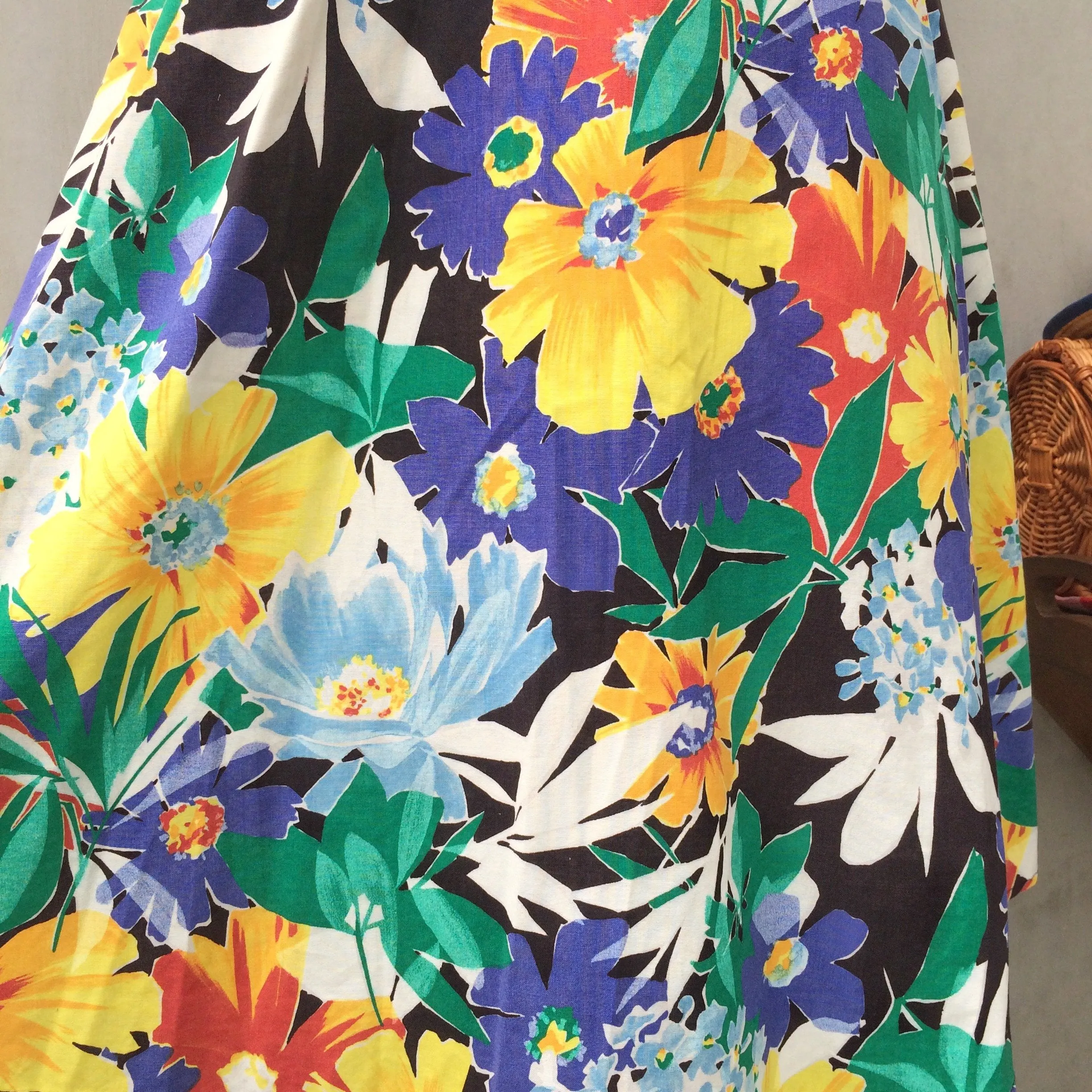 Pick a Petal | Vintage 1980s floral Tropical botanical print 100% cotton Sundress with Pockets