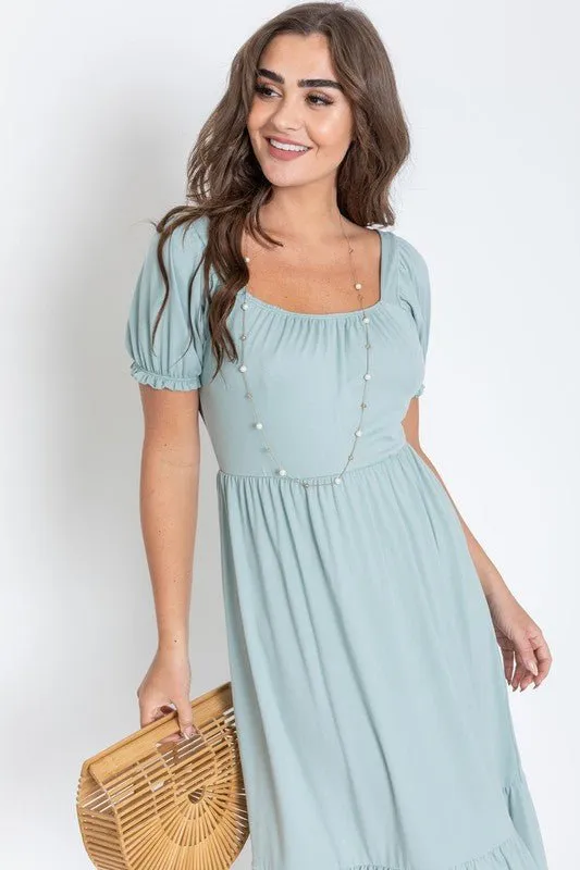Plus Size Summer Midi Dress with Short Sleeve