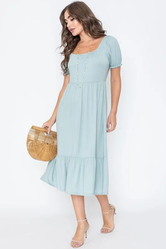 Plus Size Summer Midi Dress with Short Sleeve