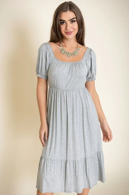 Plus Size Summer Midi Dress with Short Sleeve