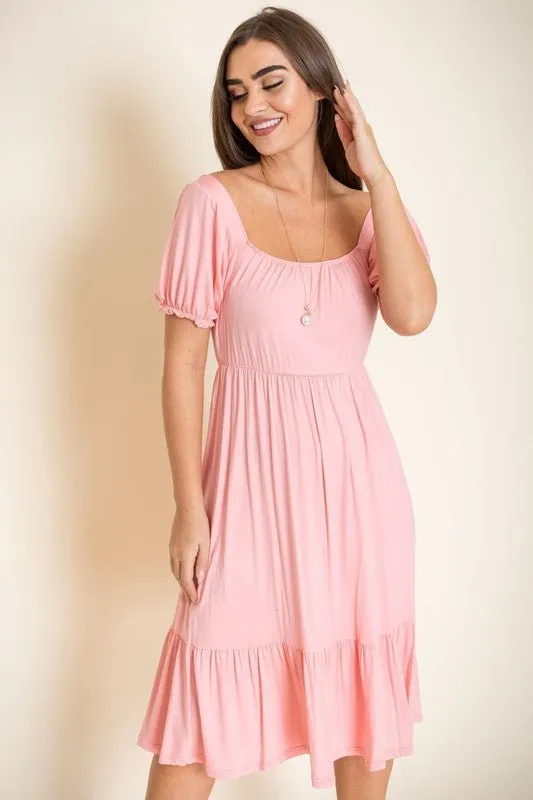 Plus Size Summer Midi Dress with Short Sleeve