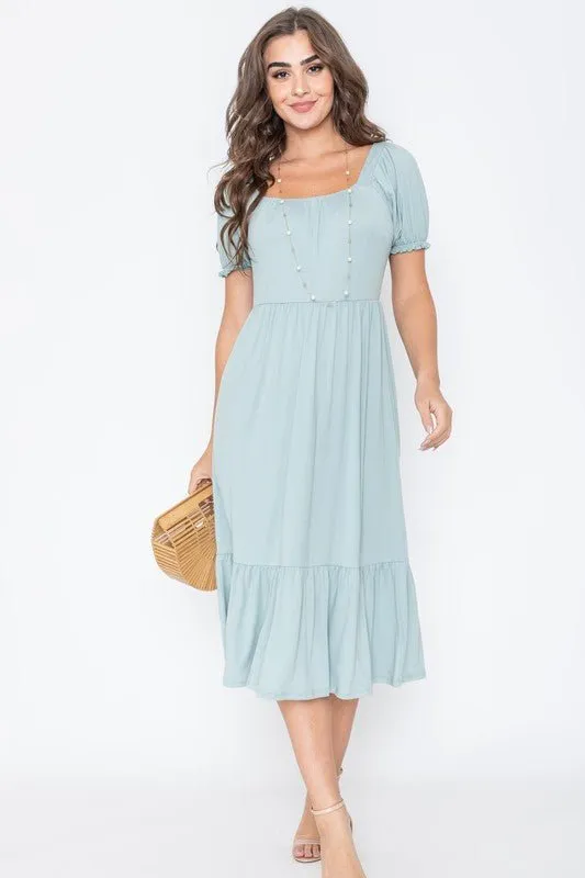 Plus Size Summer Midi Dress with Short Sleeve
