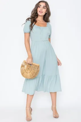 Plus Size Summer Midi Dress with Short Sleeve