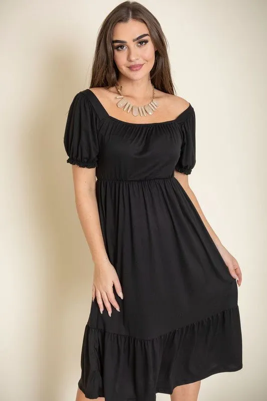 Plus Size Summer Midi Dress with Short Sleeve
