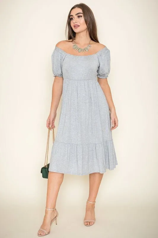 Plus Size Summer Midi Dress with Short Sleeve