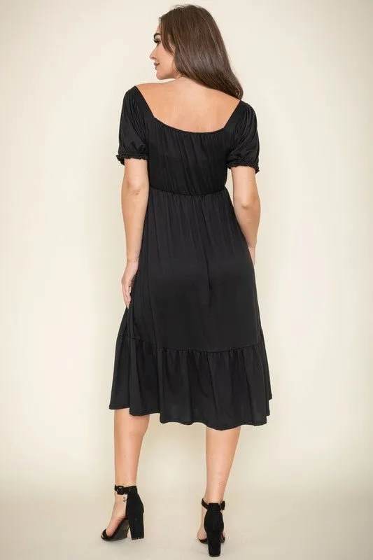 Plus Size Summer Midi Dress with Short Sleeve