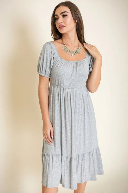 Plus Size Summer Midi Dress with Short Sleeve