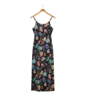 POINT SATIN STRAIGHT SLIP DRESS