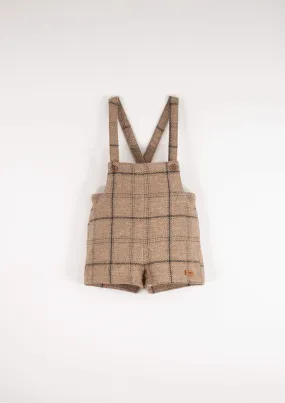 Popelin Beige Plaid Woolen Overall