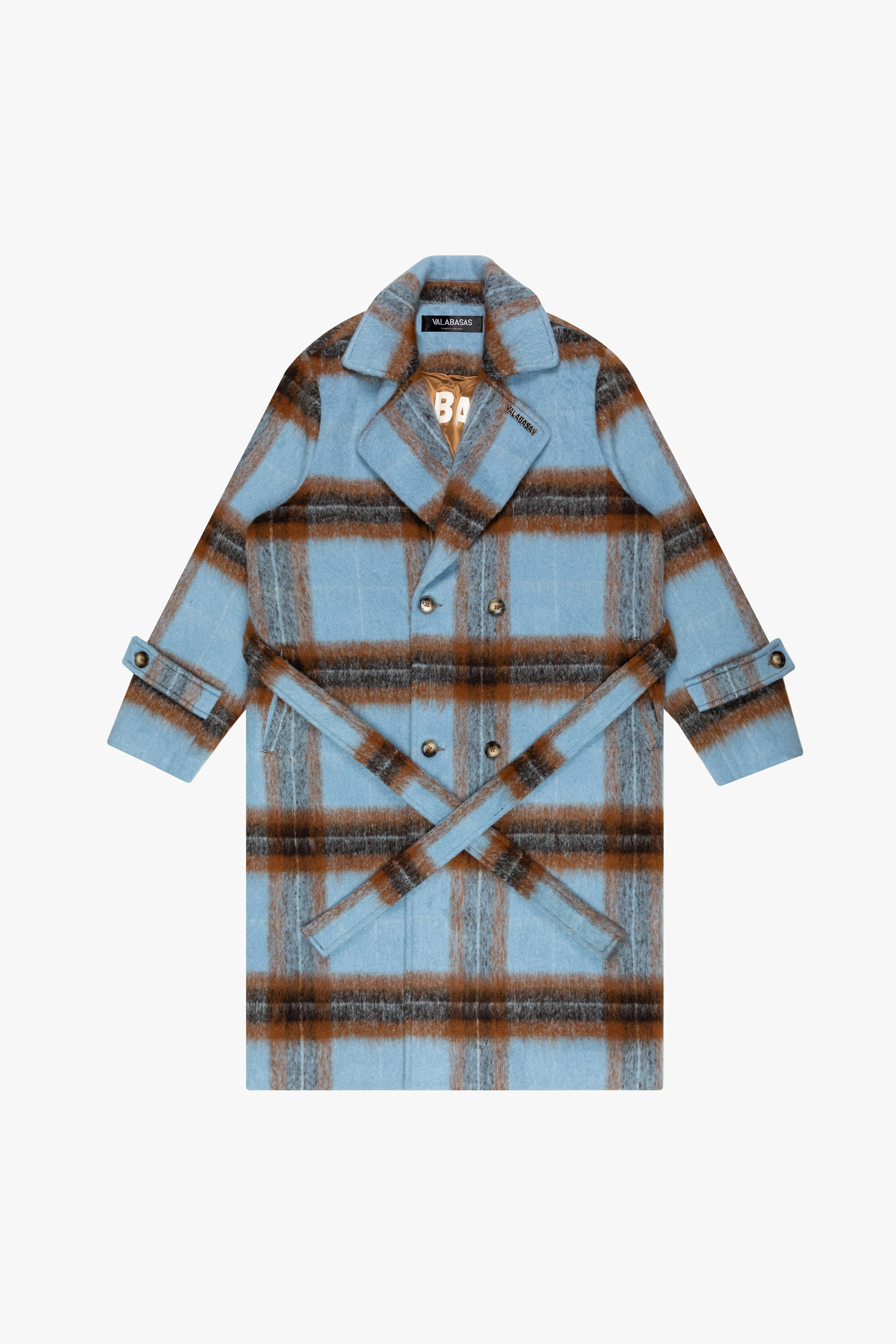"CELERITÁ" BLUE-BROWN MOHAIR TRENCH COAT