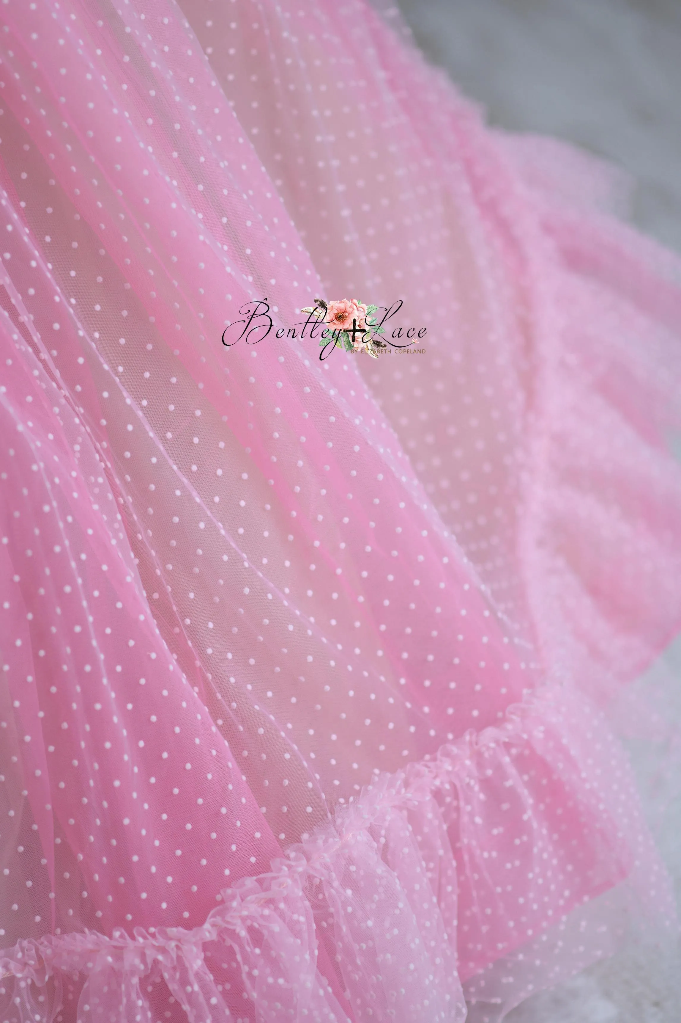 "Swish Dot" Couture Pastel  Floor length gown  ( 8 Year - Petite 11 Year)