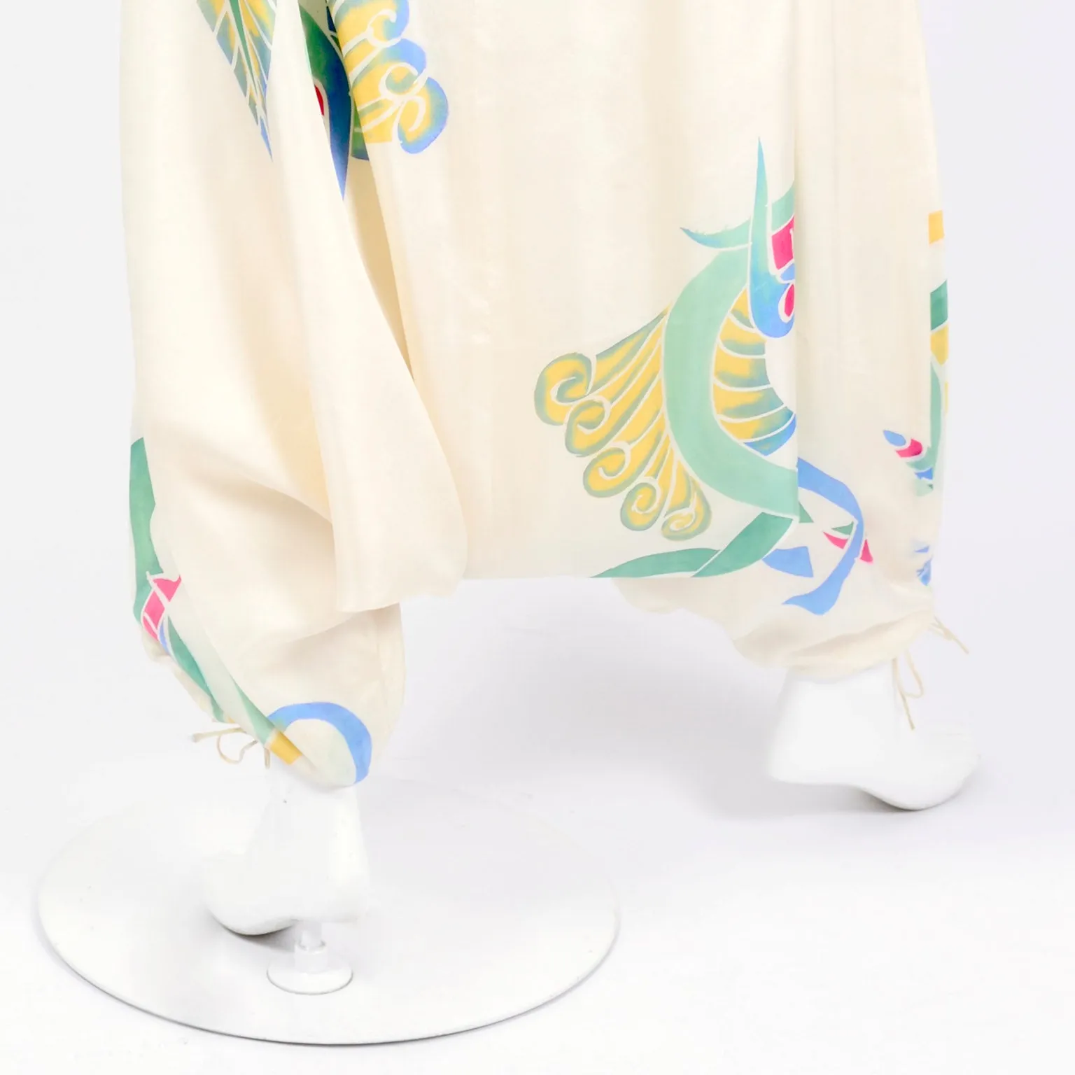 Rare Early Mary McFadden Vintage Jumpsuit in Hand Painted Silk, c. 1978