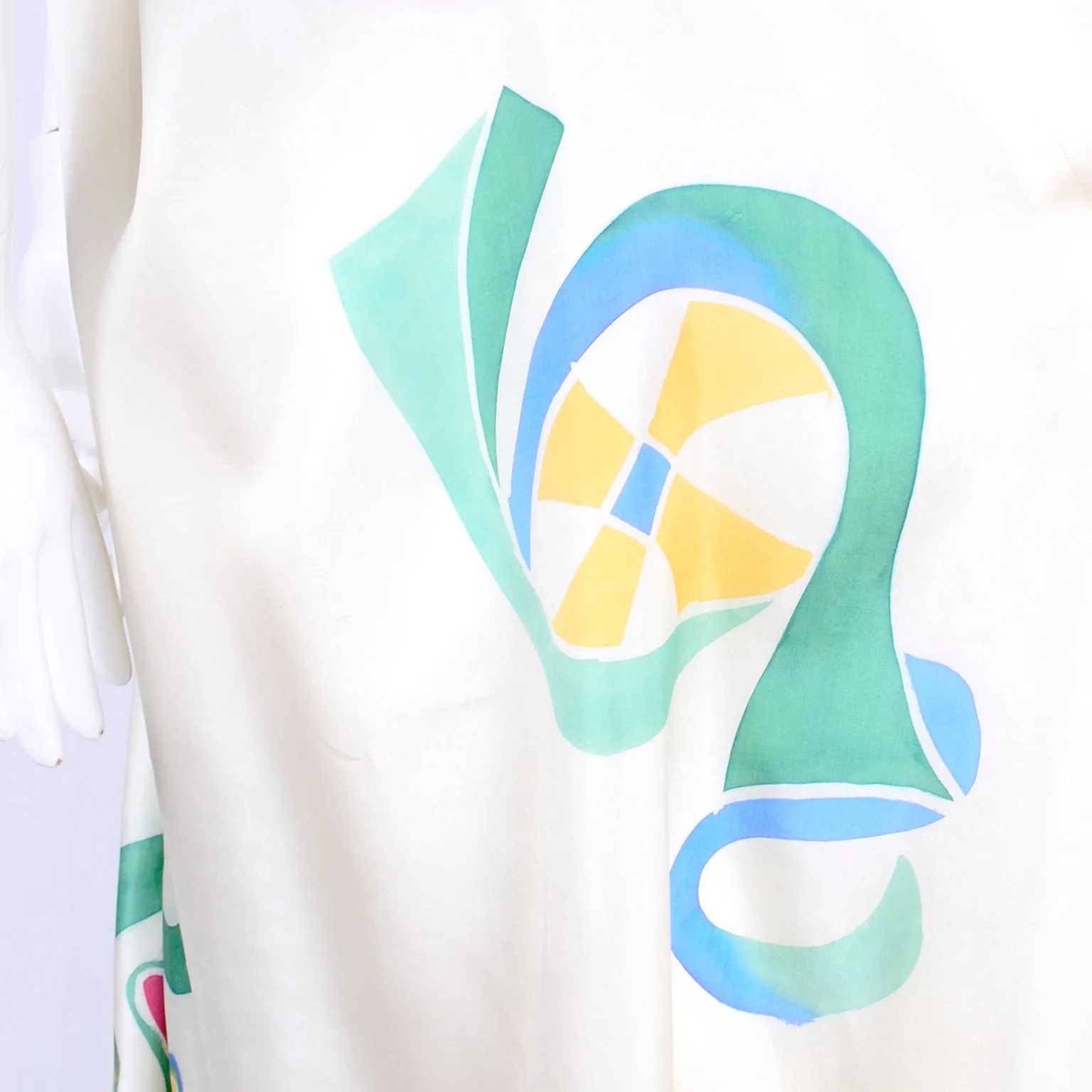 Rare Early Mary McFadden Vintage Jumpsuit in Hand Painted Silk, c. 1978