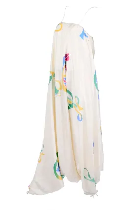 Rare Early Mary McFadden Vintage Jumpsuit in Hand Painted Silk, c. 1978