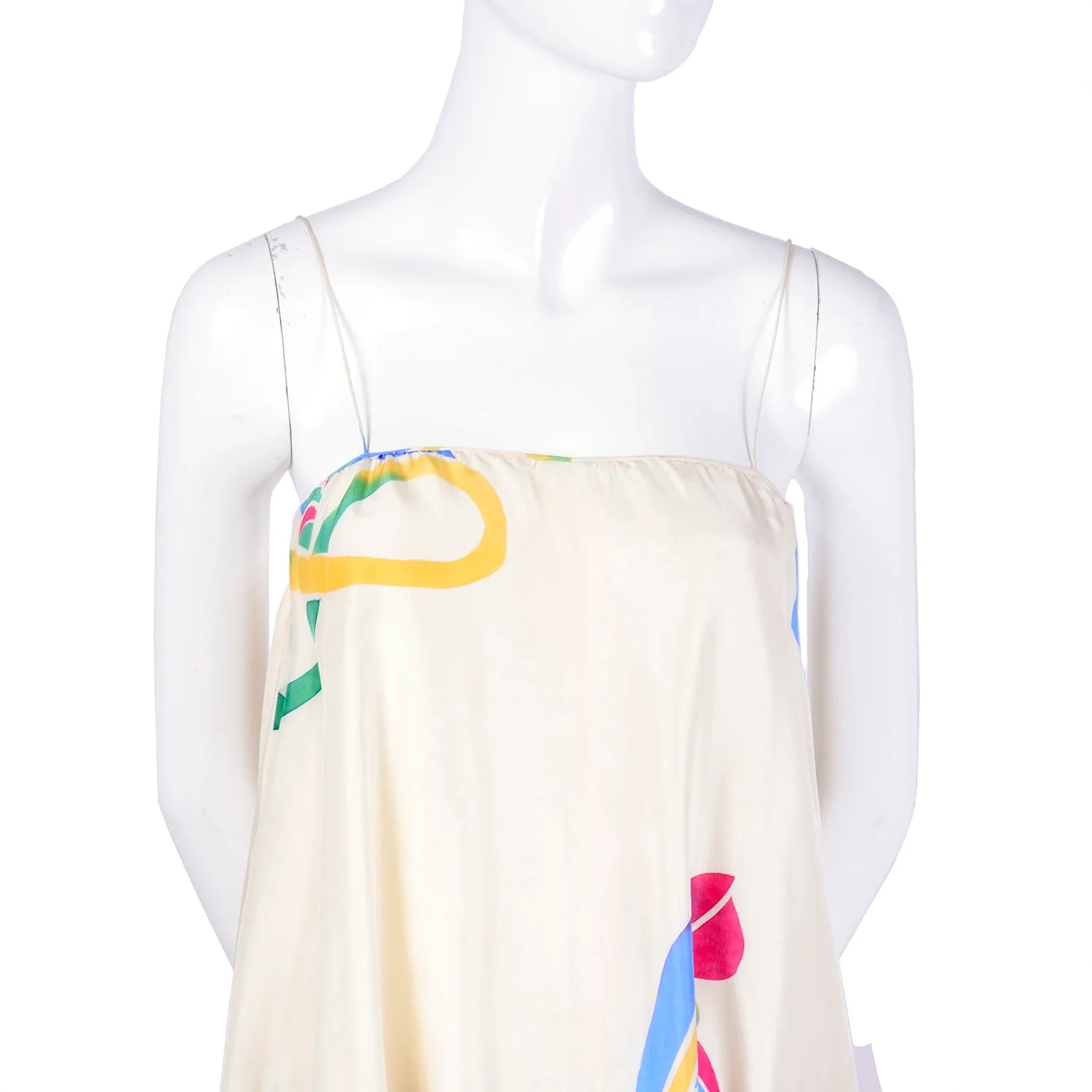Rare Early Mary McFadden Vintage Jumpsuit in Hand Painted Silk, c. 1978